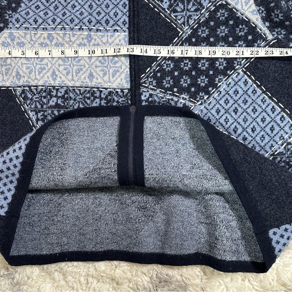 Talbots Navy and Light Blue Patchwork Bomber Jacket 100% MERINO WOOL - Picture 8 of 10